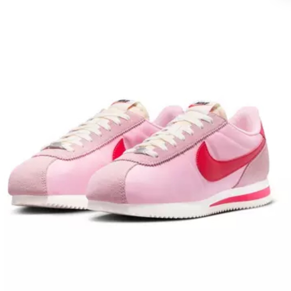 Nike Cortez Textile "Med Soft Pink/Fire Red/Sail/Team Orange" Women's Size 10